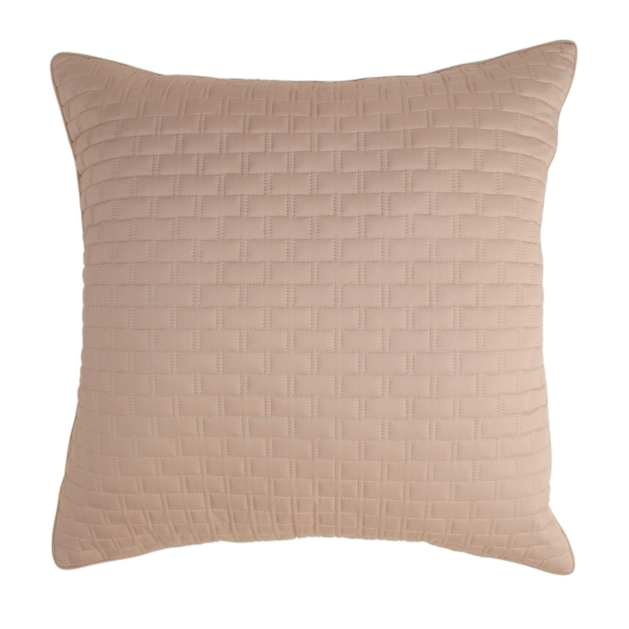 champagne beige bamboo quilted euro sham with brick quilting and close  up image