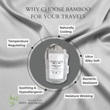 Bed Voyage bamboo sleeping bag liner with bamboo benefits on a satin background
