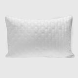 white melange bamboo quilted decorative throw pillow with brick pattern