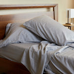silver gray melange bamboo bed sheet set with pillows