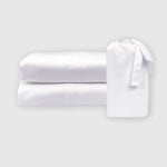 white melange bamboo pillowcase set with linen storage bag