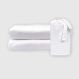 white melange bamboo pillowcase set with linen storage bag