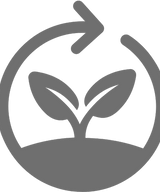 Icon of a plant growing in soil with a circular arrow above it, symbolizing recycling or sustainability.