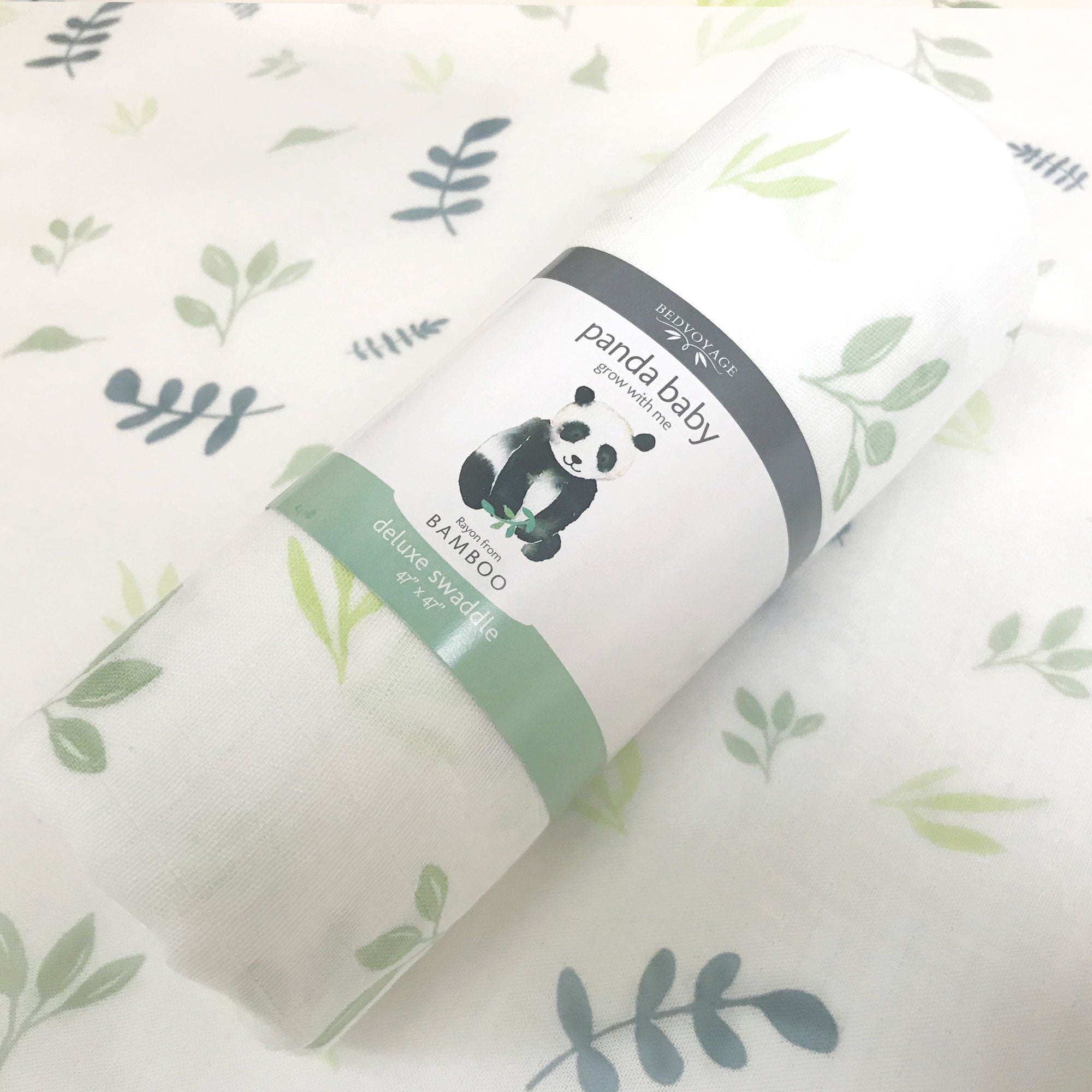 bamboo muslin swaddle with leaf pattern