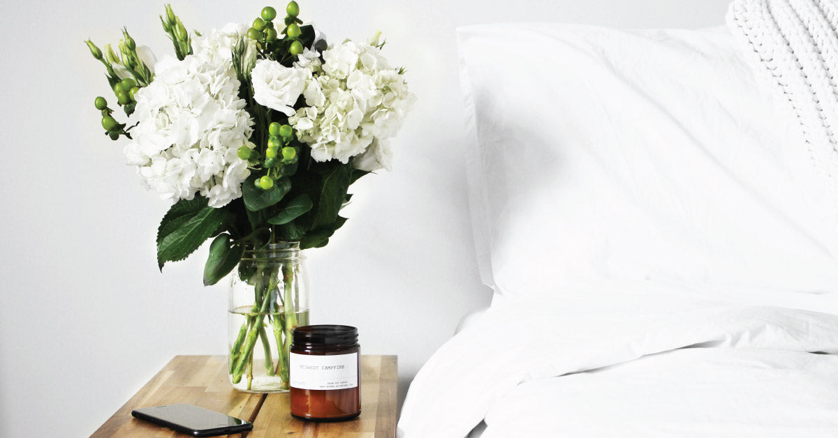 Flowers on a bedside table
