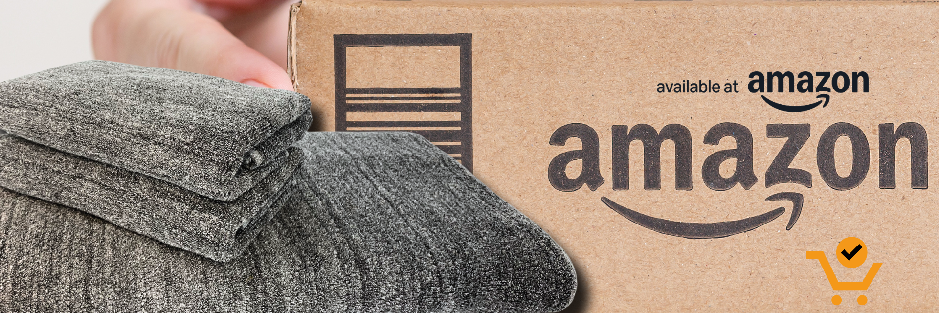 Bamboo towels next to Amazon shipping box