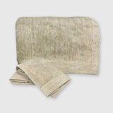 sand beige melange bamboo bath sheet and hand towels rolled