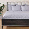 gray geometric bamboo duvet cover on a pretty bed
