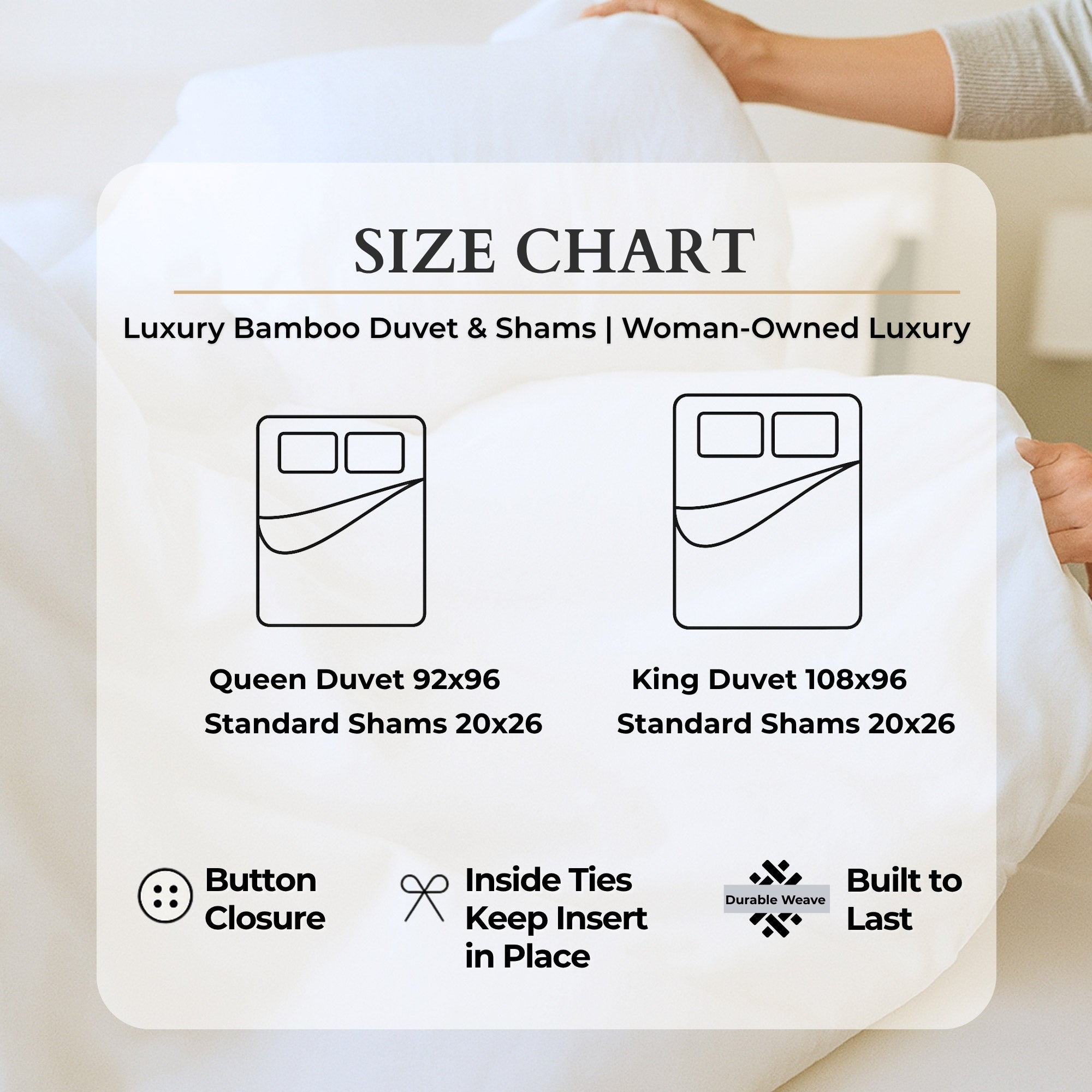 size chart for bedvoyage duvet cover sets
