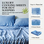 Bed sheets set with pillowcases and a fitted sheet, featuring the brand 'Bed Voyage'.