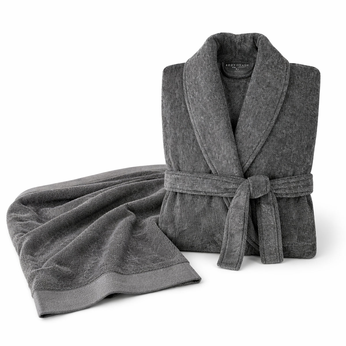 Charcoal Bamboo Robe & Oversized Bath Sheet Set