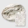 damask white and tan duvet cover with linen storage bag