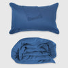 dark blue indigo bamboo rolled duvet cover and floating standard sham pillow covers