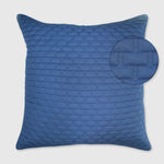 dark blue indigo bamboo euro sham pillow with closeup of brick pattern