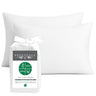 White bamboo pillowcase set with a white bag on a white background