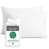 White bamboo pillowcase set with a white bag on a white background