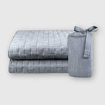 silver gray melange bamboo quilted standard sham set with linen storage bag