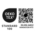 OEKO-TEX Standard 100 logo with QR code and certification number on white background