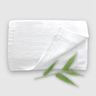 white luxury bamboo bath towel with basket weave edging and bamboo stalk