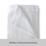 white bamboo folded bath towel showing mildew resistant