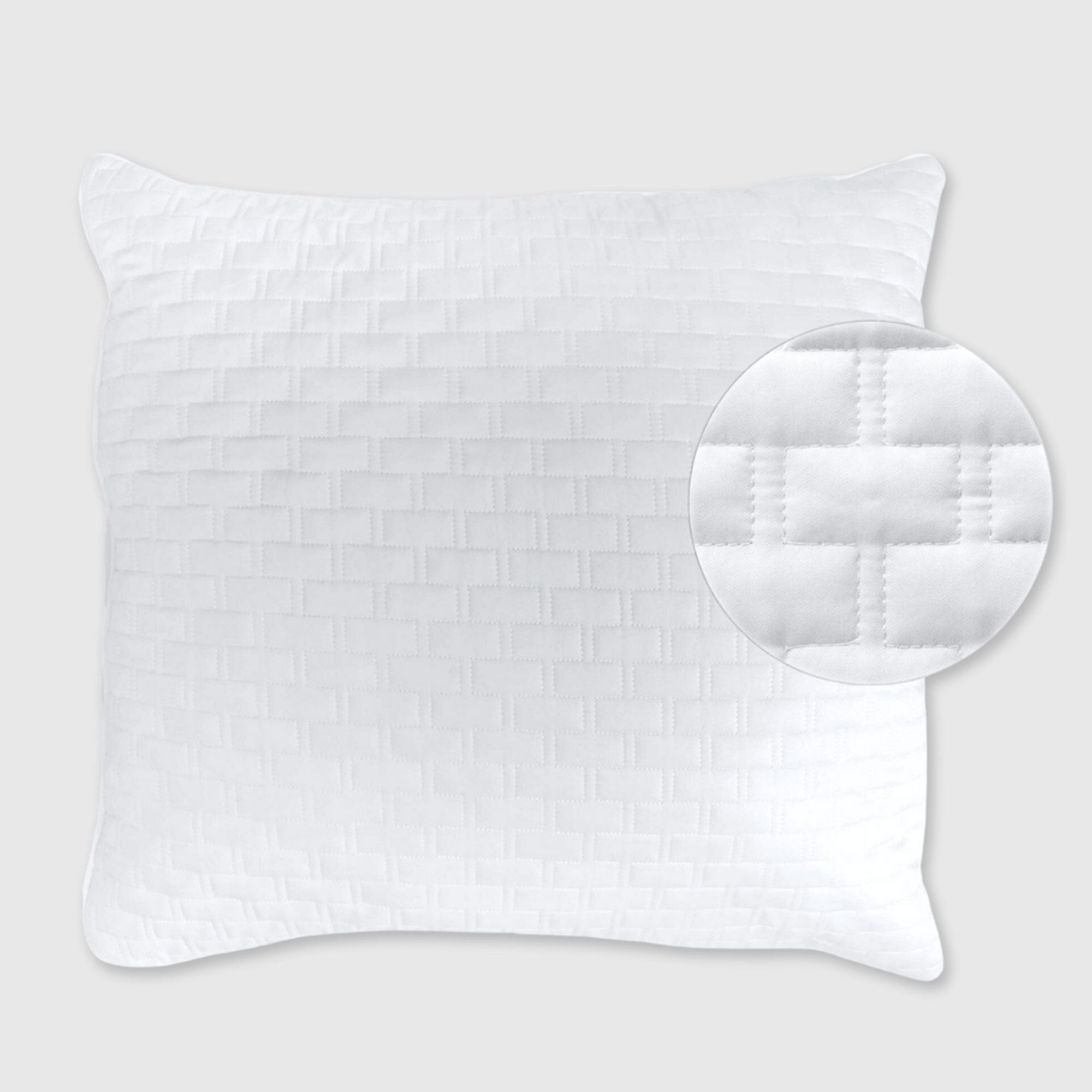 quilted white bamboo euro sham with close up of quilting